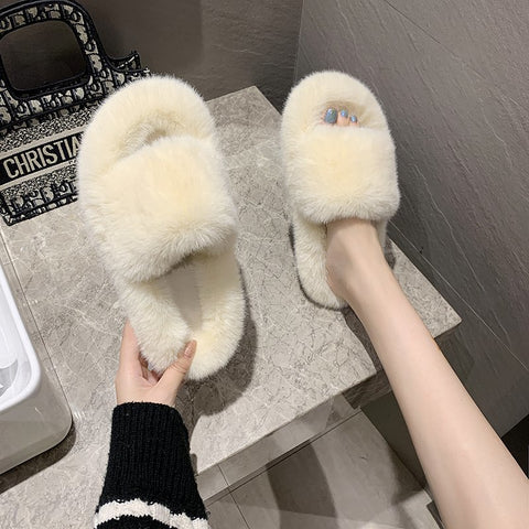 Thick Bottom Fuzzy Slippers Fluffy House Shoes Women