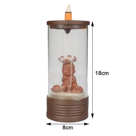 Auspicious Dragon Smoke Backflow Incense Burner Glass Cover Ceramic Crafts Teahouse Ornaments
