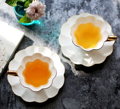High-end Gold Ceramic Black Tea Cup, Coffee Cup And Saucer Set
