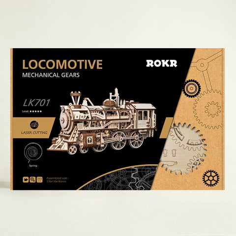 Robotime DIY Movable Locomotive By Clockwork Wooden Model Building Kits Assembly Toys Gift LK701 For Dropshipping