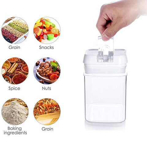 Air-Tight Food Storage Container 7pcs For Cereals Easy Lock Sealed Jar Plastic Transparent Milk Powder Grains Candy Kitchen Organizer