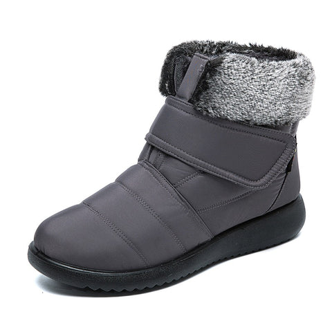 Women Snow Boots Winter Warm Shoes With Velcro Design Flat Ankle Boots