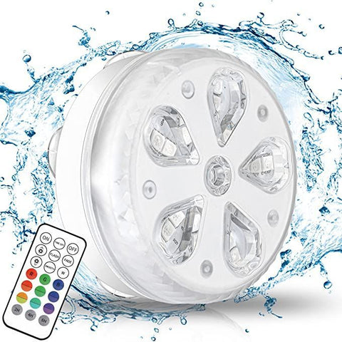 LED Swimming Pool Light RGB Underwater Light Waterproof Remote Control Diving Light Suction Cup Magnet Fish Tank Underwater Light