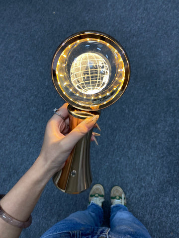 3D Crystal Globe Rotating Night Light RGB Charging