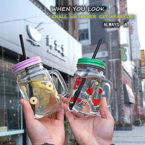 Juice Drink Bottle Handle Cup Portable Coffee Frosted Milk Tea Cup