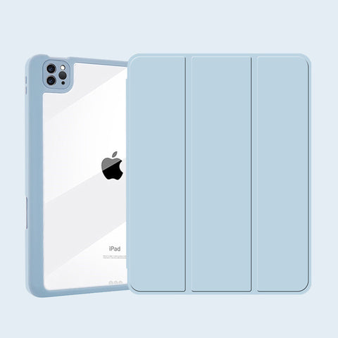 Magnetic Flat Leather Case Tri-fold With Pen Slot Separation