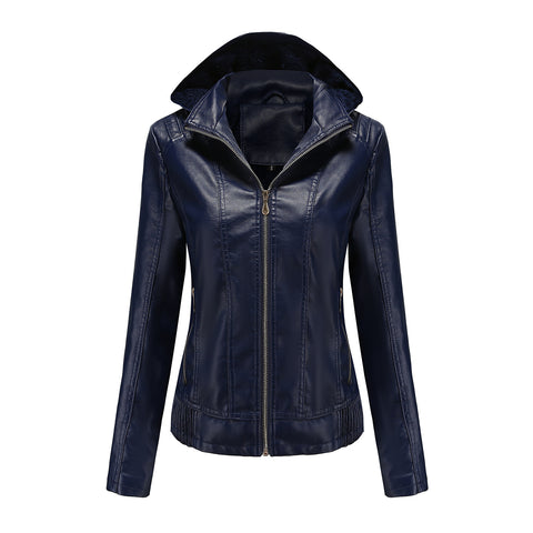 Women Leather Jacket European Size Female Coat 2022 Winter Women's Moto Biker Zipper Jacket Purple Bandage Coffee