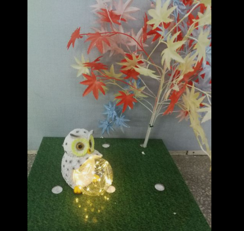 Factory Direct Sales Of Solar LED Resin Amazon Owl Hug Ball Outdoor Villa Garden Landscape Light