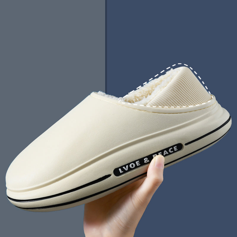 EVA Fluffy Slippers Waterproof Warm Plush Shoes For Women Couple
