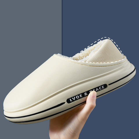 EVA Fluffy Slippers Waterproof Warm Plush Shoes For Women Couple