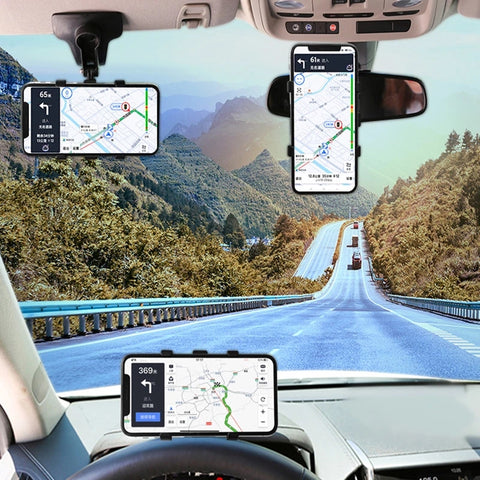 3 In 1 Car Phone Holder Dashboard Rearview Mirror Mobile Phone GPS Navigation Bracket Adjustable Auto Phone Holder