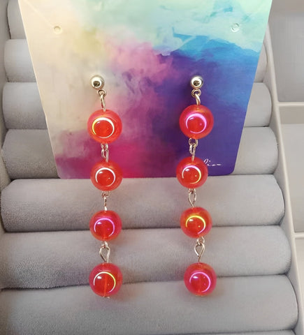 Dream Women's Fashion Candy-colored Acrylic Beautiful Long Tassel Earrings Ball Pendant Earrings Round Acrylic Earrings Accessories