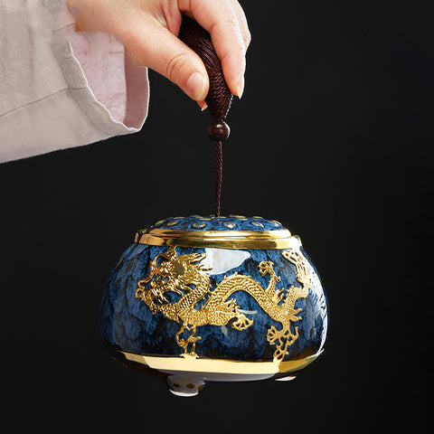 Golden Inlaid Jade Tea Pot Kung Fu Tea Set Large Sealed Tea Pot