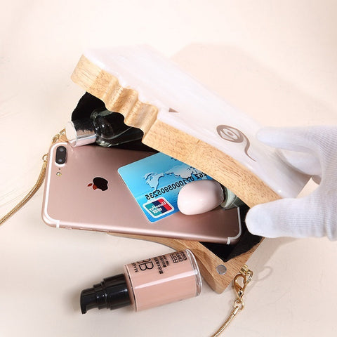 New Unique Design Wooden Acrylic White Evening Bags Fashion Women Ladies Handbags And Purses Luxury Day Clutches