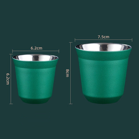 Stainless Steel Double-layer Coffee Cup Small Heat Insulation Tea Anti-scald