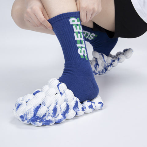 Tie Dye EVA Bubble Slides Platform Slippers Women Summer New 2022 Men Foam Sandals Flats Fashion Message Couple Designer Shoes