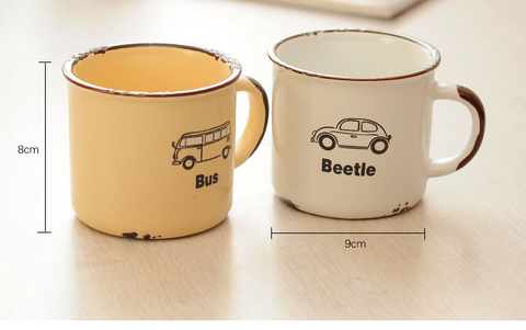 Hot Sale Enamel Mug Cute Car Tea Mug Novelty Outdoor Mug Travel Coffee cup