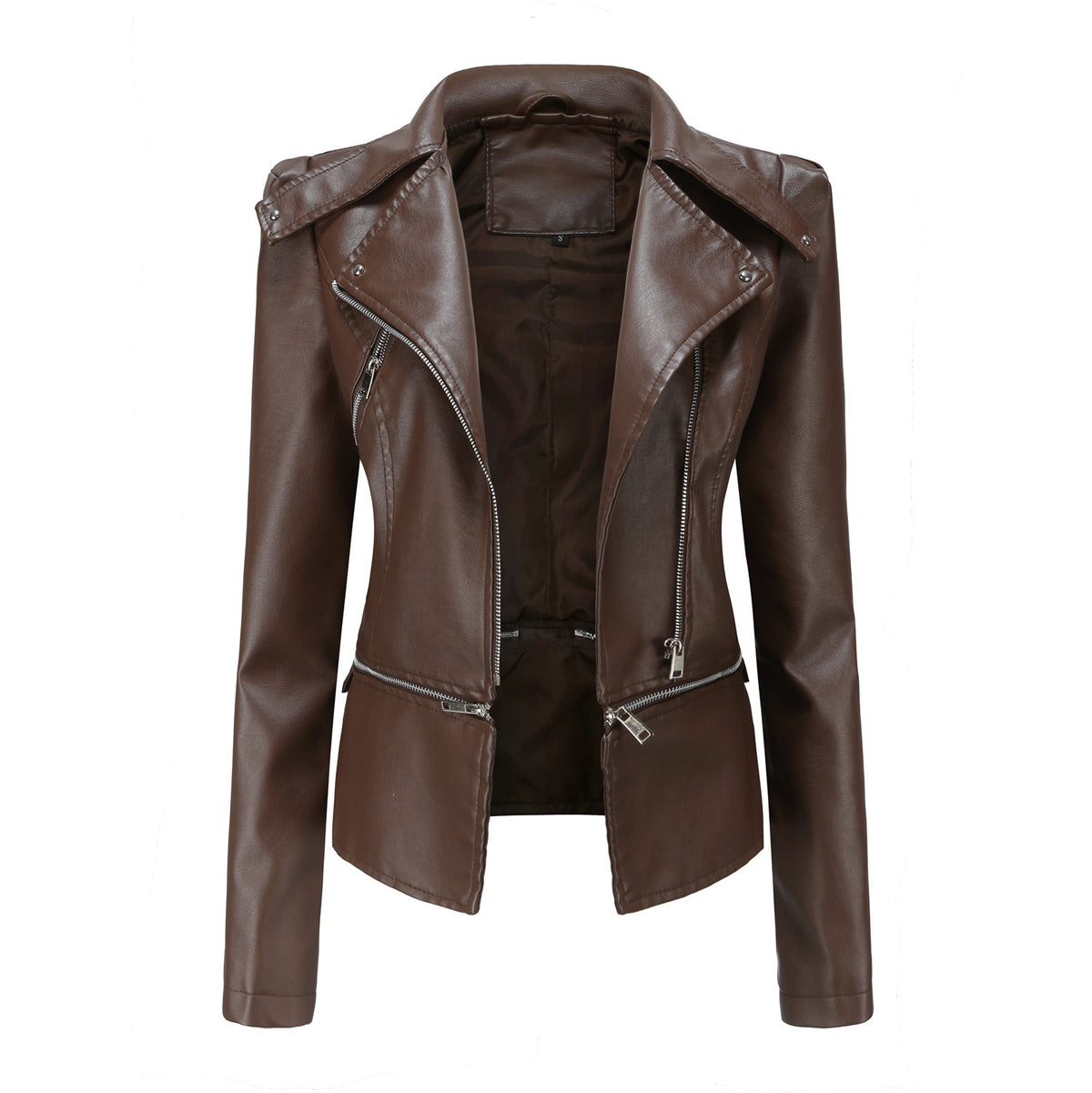 Spring Autumn Leather Jacket Women Slim Fit Motor Biker PU Leather Short Coat Ladies Zipper Outerwear