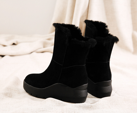 Fur one snow boots women's increased short boots sponge cake women's boots cotton shoes winter Korean version of the wild tube women's shoes