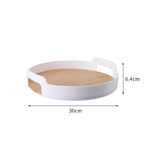Nordic Style Pure Color Belt Handle Bamboo Storage Tray Sundries Fruit Tray Tea Tray Coffee Cup Afternoon Tea Set
