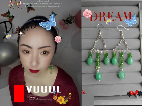Dream Jewelry  High-grade Crystal Super Earrings Fashion Online Celebrity's Favorite Middle-length Crystal Ear Jewelry Temperament Ear Chain O