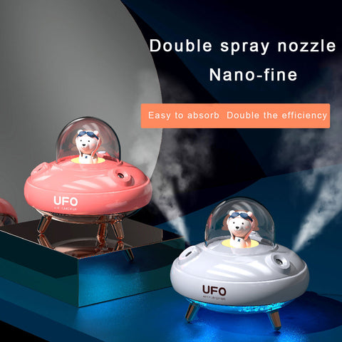 400ml Air Humidifier Cute Beer 7-colour Light Humidifier Moisturizing Double Spray Bedroom H2o Ufo Humidifier