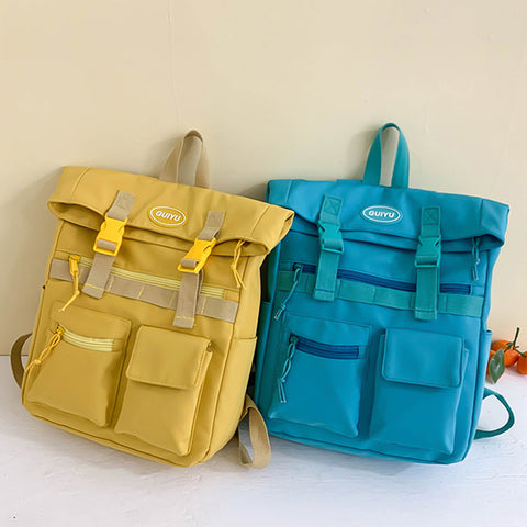 Multi-pocket Backpack Women Fashion Buckle Students School Bags