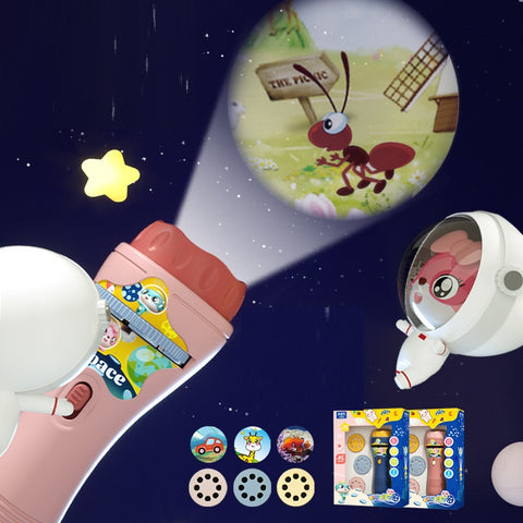 Projection Flashlight Children Projector Light Cute CartoonAnimal Space Night Photo Light Bedtime Learning Toys