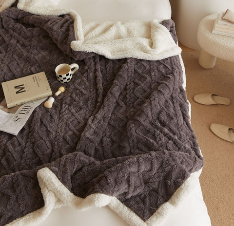 Jacquard Cut Flowers Plain Big Sofa Blanket Home Blanket Soft Outfit Matching Blanket