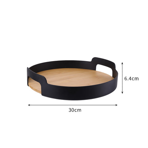 Nordic Style Pure Color Belt Handle Bamboo Storage Tray Sundries Fruit Tray Tea Tray Coffee Cup Afternoon Tea Set