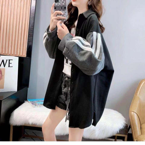 Women's Fashion Loose Fitting Vintage Patchwork Shirt Jacket