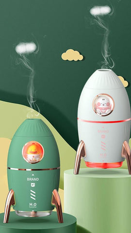 Latest 350ml Cute Kids Rocket Unique 7 Color LED Night Light USB Ultrasonic Cool Mist Diffuser Bedroom Air Humidifier