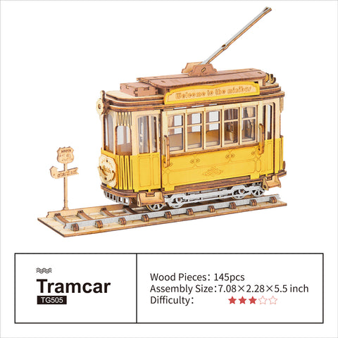 Robotime Rolife Vintage Tramcar Model 3D Wooden Puzzle Toys for Chilidren Kids Adult Christmas Birthday GiftsTG505 Dropshipping