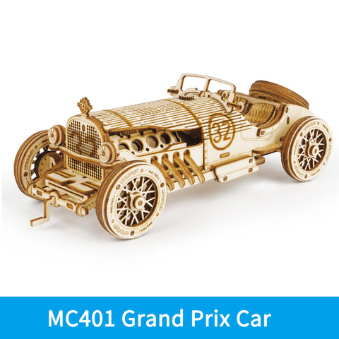 Robotime ROKR Grand Prix Car 3D Wooden Puzzle Game Assemble Racing Car Model Toys for Children Christmas Gifts MC401 Dropship