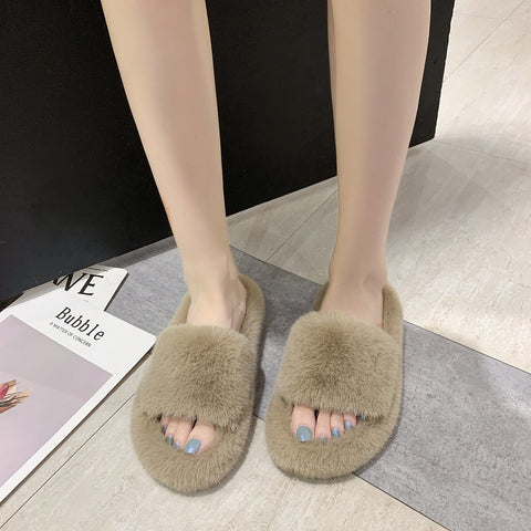 Thick Bottom Fuzzy Slippers Fluffy House Shoes Women
