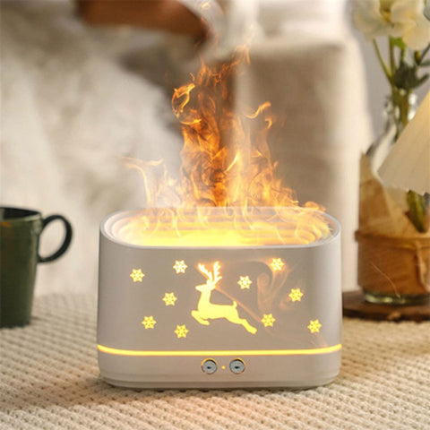 Electric Elk Flame Aroma Diffuser 300ml Mute Household Mini Atmosphere Lamp Christmas Home Decorations