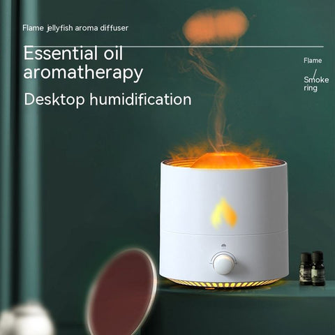 Amazon Top Office Custom Flame Night Light Aroma Diffuser 250ml Ultrasonic USB Fire Lamp Fragrance Jellyfish Air Humidifier