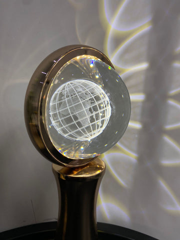 3D Crystal Globe Rotating Night Light RGB Charging