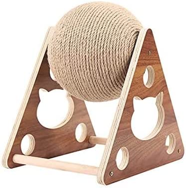 Wooden Cat Catching Treadmill Ball Toy Cat Grinding Claw Sisal Rope Ball, Cat Scratching Ball On Stand, Interactive Solid Wood Cat Catching Ball Pet Toy