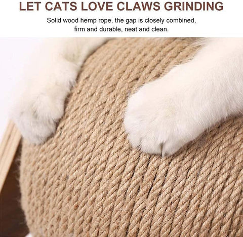 Wooden Cat Catching Treadmill Ball Toy Cat Grinding Claw Sisal Rope Ball, Cat Scratching Ball On Stand, Interactive Solid Wood Cat Catching Ball Pet Toy