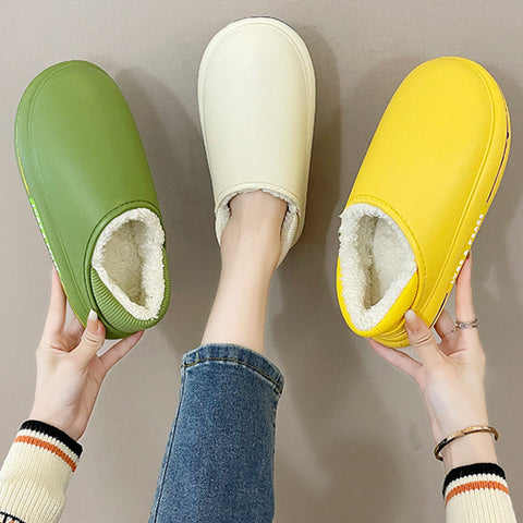 EVA Fluffy Slippers Waterproof Warm Plush Shoes For Women Couple