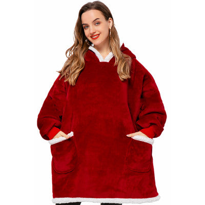 Winter TV Hoodie Large Thick Blanket Winter Warm Home Clothes Women Men Oversized Pullover With Pockets