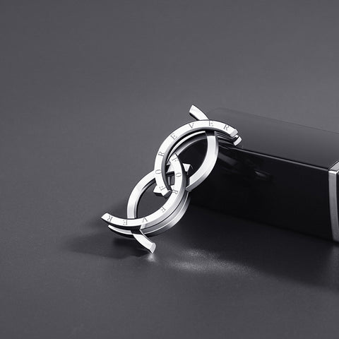 Unisex Stainless Steel Deformation Kissing Fish Ring For Men Women Engraved Forever Statement Rings Chain Jewelry Gift