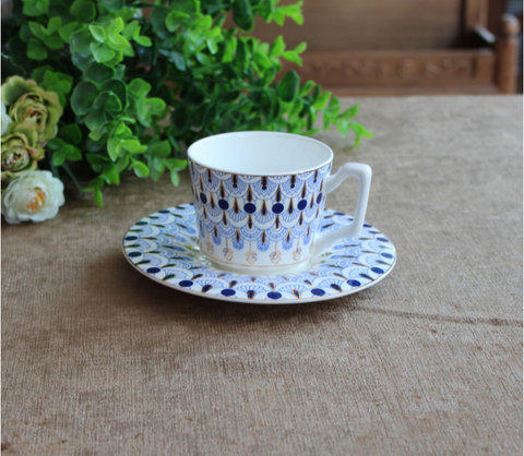 Royal Stoke British Afternoon Tea Coffee Cup Peacock Feathers Water Cup Teacup Coffee Set Pottery