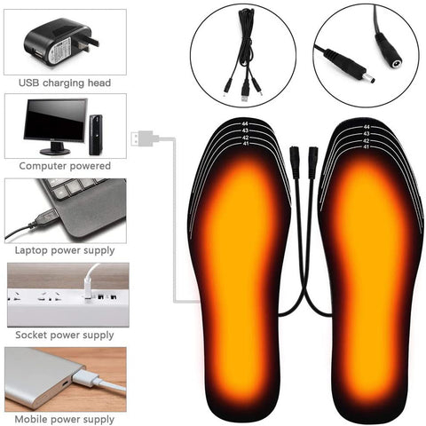 Portable USB Heated Shoe Insoles Electric Foot Warming Pad Feet Warmer Sock Pad Mat Winter Outdoor Sports Heating Insole Winter For Men Women
