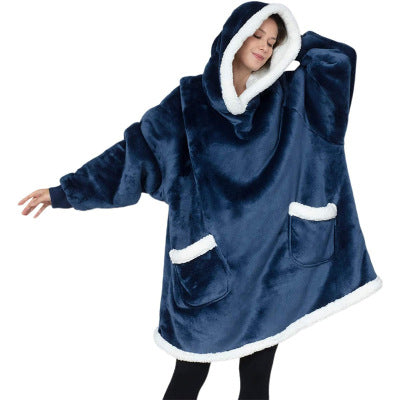 Winter TV Hoodie Large Thick Blanket Winter Warm Home Clothes Women Men Oversized Pullover With Pockets