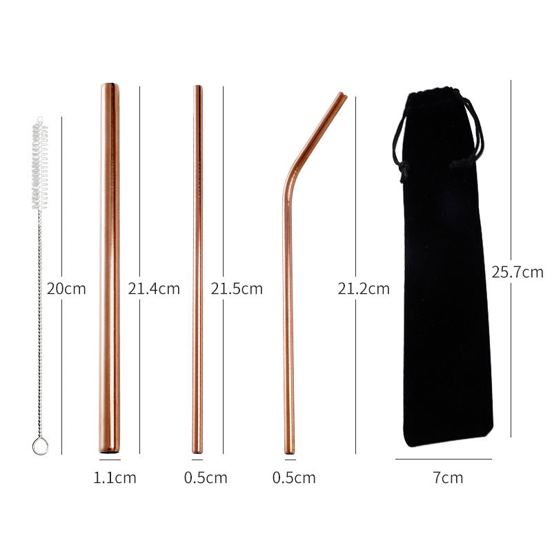 304 Stainless Steel Straw Package Creative Color Milk Tea Drink Coffee Metal Straw