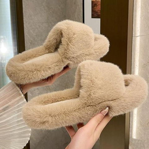 Thick Bottom Fuzzy Slippers Fluffy House Shoes Women
