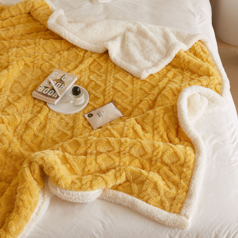 Jacquard Cut Flowers Plain Big Sofa Blanket Home Blanket Soft Outfit Matching Blanket