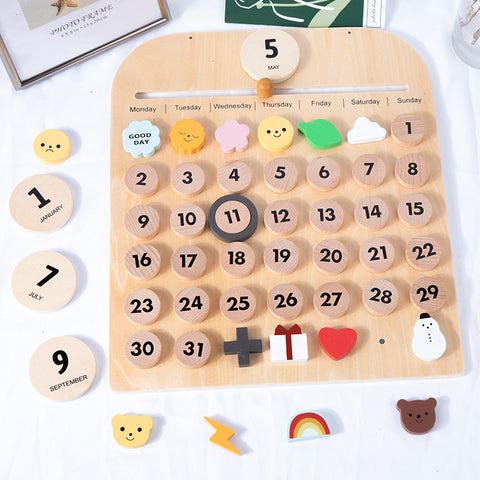 Children's Wooden Calendar Desktop Pendant